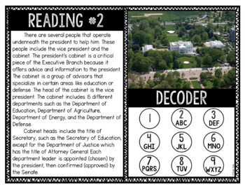 Executive Branch Reading Comprehension and Puzzle Escape Room - Image 2
