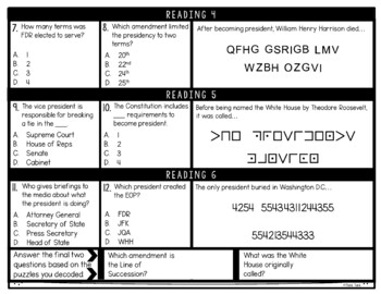 Executive Branch Reading Comprehension and Puzzle Escape Room - Image 3