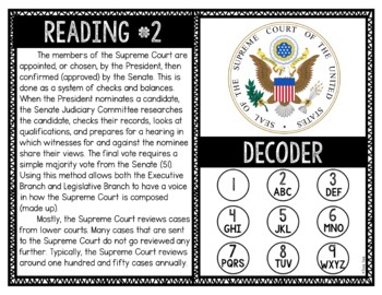 Judicial Branch Reading Comprehension and Puzzle Escape Room - Image 2