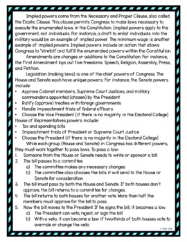 Powers of Congress DIGITAL Reading Passage & Questions Self Grading - Image 3