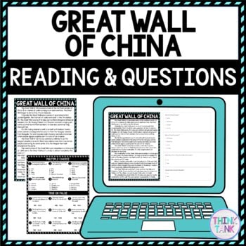Great Wall of China DIGITAL Reading Passage & Questions Self Grading