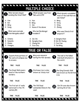 Great Wall of China DIGITAL Reading Passage & Questions Self Grading - Image 4
