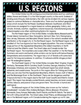 U.S. Regions DIGITAL Reading Passage & Questions Self Grading - Image 2