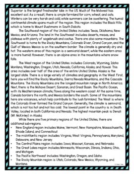 U.S. Regions DIGITAL Reading Passage & Questions Self Grading - Image 3