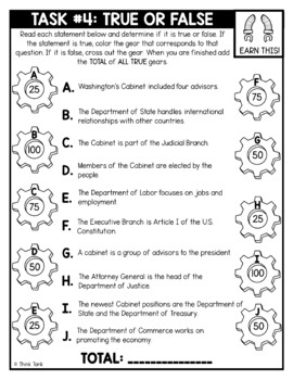 Presidents Cabinet Thinktivity™ Reading Comprehension - Executive Branch - Image 3