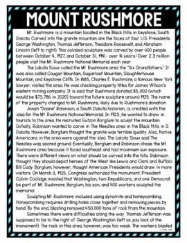 Mount Rushmore DIGITAL Reading Passage & Questions Self Grading - Image 2