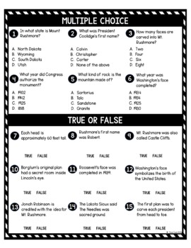 Mount Rushmore DIGITAL Reading Passage & Questions Self Grading - Image 4