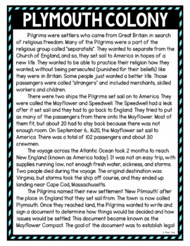 Plymouth Colony DIGITAL Reading Passage & Questions Self Grading - Image 2