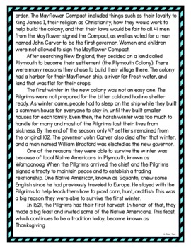 Plymouth Colony DIGITAL Reading Passage & Questions Self Grading - Image 3