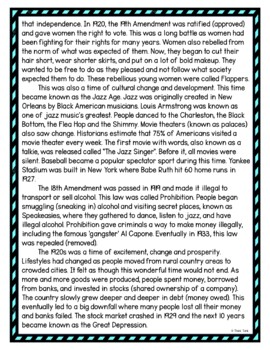 Roaring 20s DIGITAL Reading Passage & Questions Self Grading - Image 3