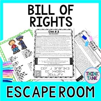 Bill of Rights ESCAPE ROOM - Reading Comprehension - U.S. Constitution