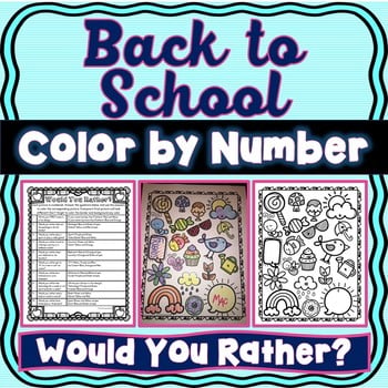 Back to School About Me Color by Number - Would You Rather or Doodle Me Activity