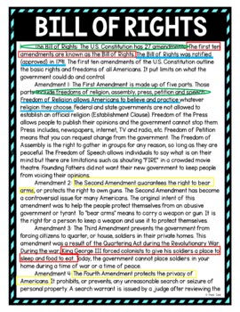 Bill of Rights Color by Number, Reading Passage and Text Marking | Constitution - Image 4