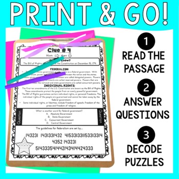 Principles of the US Constitution ESCAPE ROOM - Reading Comprehension - Image 3
