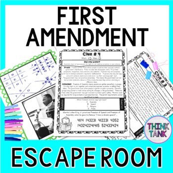 First Amendment ESCAPE ROOM: 1st Amendment - Bill of Rights - U.S. Constitution