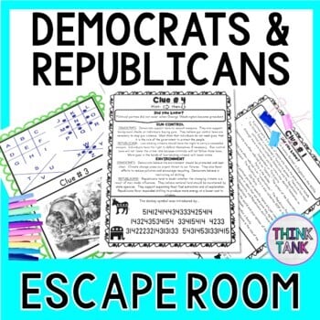 Political Parties ESCAPE ROOM:  Democrat and Republican views on issues
