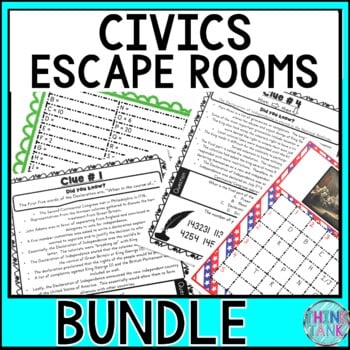 Civics ESCAPE ROOMS BUNDLE - Reading Comprehension - Constitution