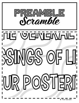 Preamble Scramble Collaborative Poster! Team Work Activity - U.S Constitution - Image 2