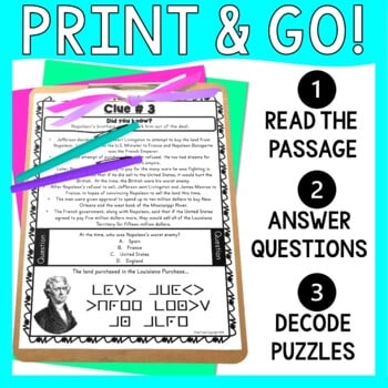 Louisiana Purchase ESCAPE ROOM - Reading Comprehension Activity - Image 3