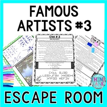 Famous Artists ESCAPE ROOM #3: Monet, Picasso, Manet, Seurat- Print & Go!