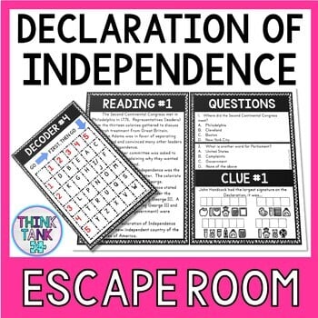 Declaration of Independence Escape Room Activity