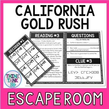 California Gold Rush Escape Room Activity