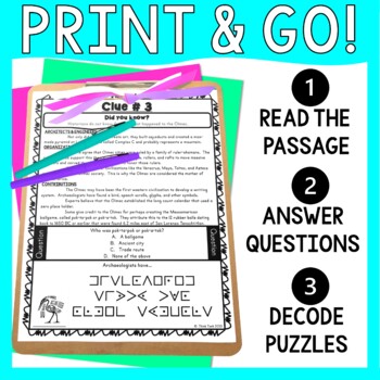 Olmec ESCAPE ROOM - Reading and Puzzles - Ancient Civilizations - Image 4