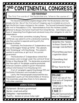 Declaration of Independence Reading Passages, Questions and Text Marking - Image 2