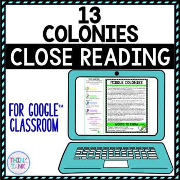 13 Colonies DIGITAL Reading Passages & Text Marking for Google Slides™