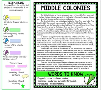 13 Colonies DIGITAL Reading Passages & Text Marking for Google Slides™ - Image 2