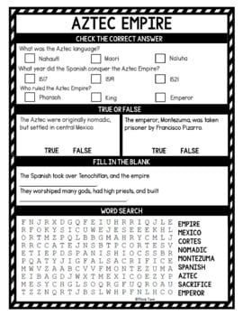Aztec Empire Reading Passages, Questions and Text Marking + Word Search - Image 3