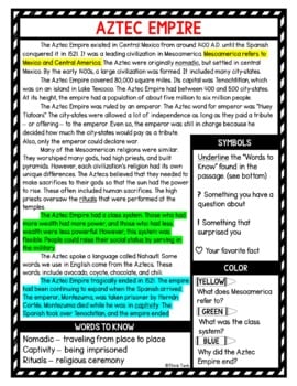 Aztec Empire Reading Passages, Questions and Text Marking + Word Search - Image 4