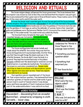Inca Empire Reading Passages, Questions and Text Marking + Word Search - Image 4