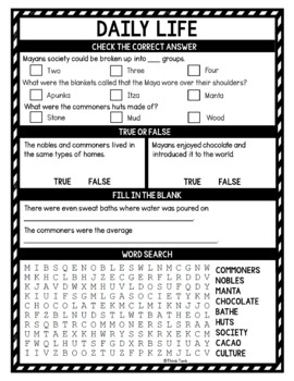 Maya Empire Reading Passages, Questions and Text Marking + Word Search - Image 3