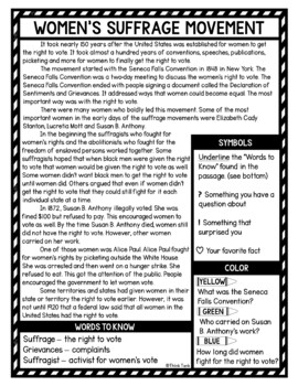 Women's Suffrage Reading Passages, Questions and Text Marking + Word Search - Image 2