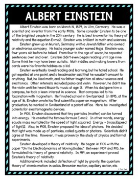 Albert Einstein DIGITAL Reading Passage and Questions - Self Grading - Image 2