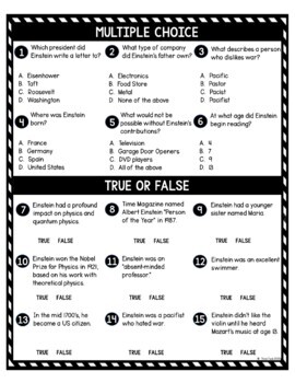 Albert Einstein DIGITAL Reading Passage and Questions - Self Grading - Image 3