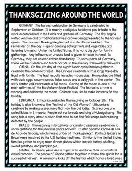 Thanksgiving Around the World DIGITAL Reading Passage & Questions - Self Grading - Image 2