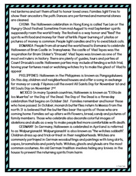 Halloween Around the World DIGITAL Reading Passage & Questions - Self Grading - Image 4