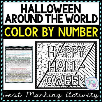 Halloween Around the World Color by Number, Reading Passage and Text Marking