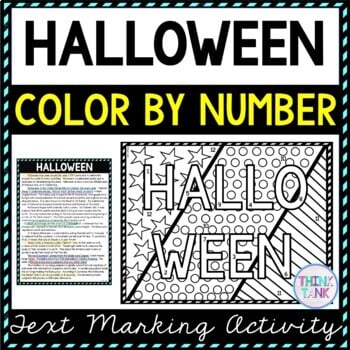 Halloween Color by Number, Reading Passage and Text Marking