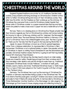 Christmas Around the World DIGITAL Reading Passage & Questions - Self Grading - Image 2