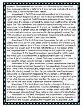 Bill of Rights DIGITAL Reading Passage and Questions - Self Grading - Image 4