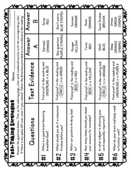 Test-Taking Strategies Color by Number, Reading Passage and Text Marking - Image 4