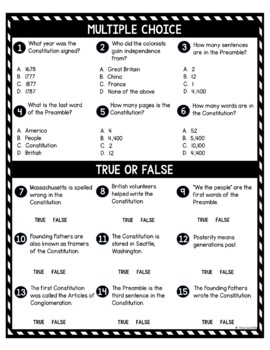 Preamble DIGITAL Reading Passage and Questions - Self Grading - US Constitution - Image 3