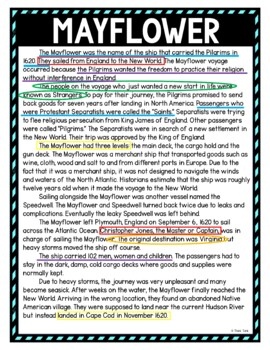 Mayflower Color by Number, Reading Passage and Text Marking - Image 4