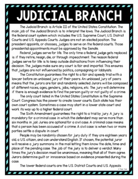 Judicial Branch DIGITAL Reading Passage and Questions - Self Grading - Image 2