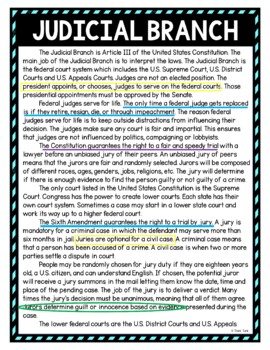 Judicial Branch Color by Number, Reading Passage and Text Marking - Image 4