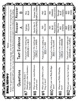Black History Color by Number, Reading Passage and Text Marking - Image 3