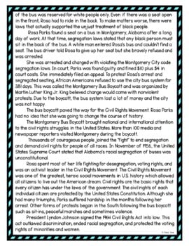 Rosa Parks DIGITAL Reading Passage and Questions - Self Grading - Image 4
